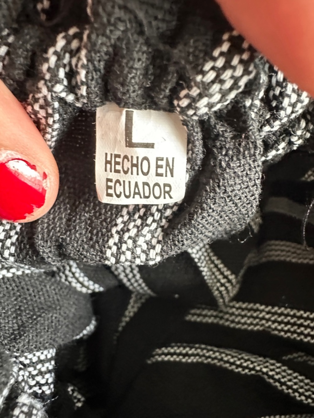 Peru/Ecuador Handmade Cotton Boho Black Gray Striped Unisex Joggers Pants Large - Picture 2 of 6